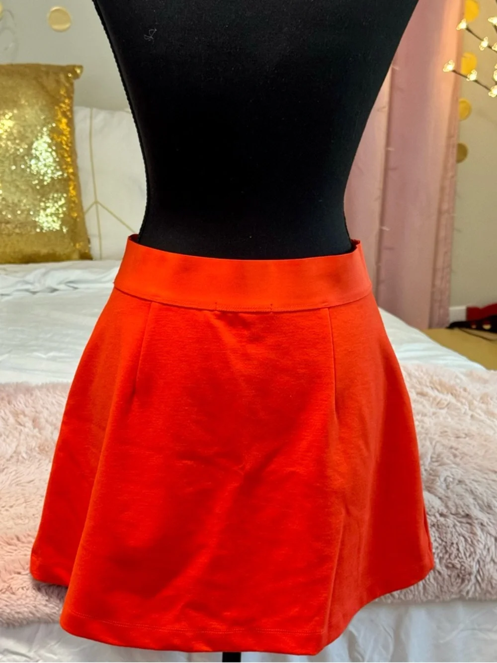 Gap Petite Bright Orange Skater Skirt Pockets Stretch Mini S - Picture 3 of 6